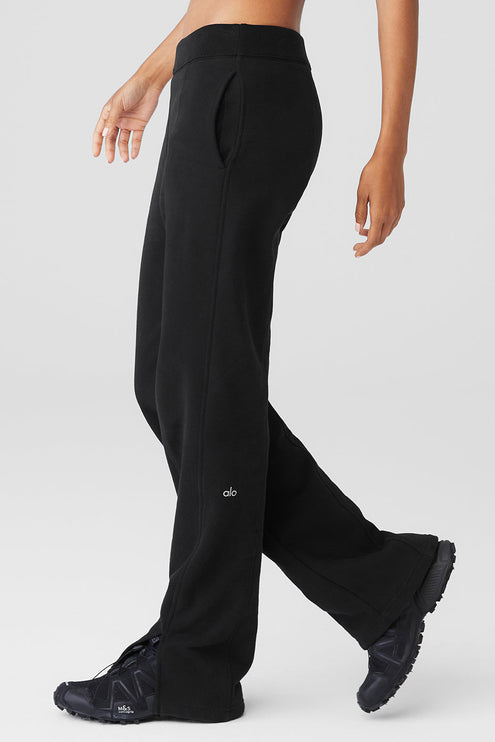 alo Women's High-Waist Free Time Straight Leg Sweatpant - Black