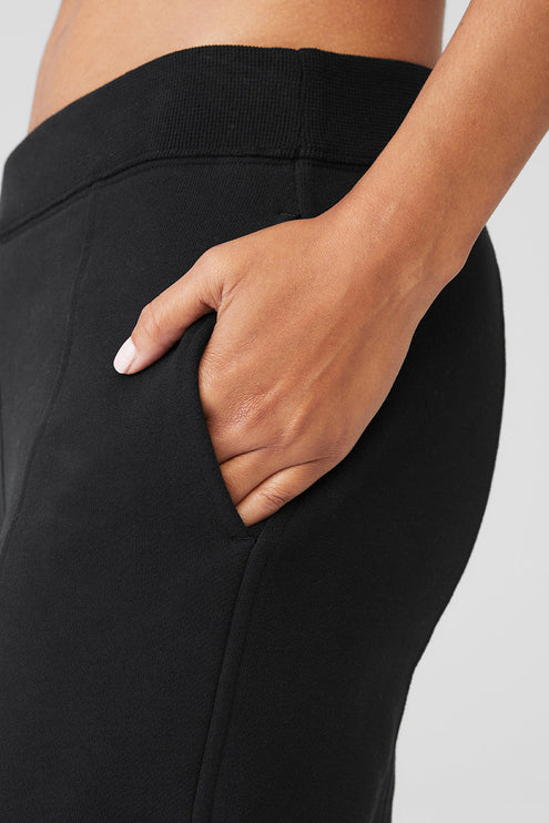 alo Women's High-Waist Free Time Straight Leg Sweatpant - Black