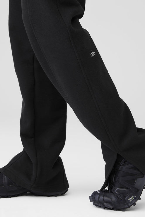 alo Women's High-Waist Free Time Straight Leg Sweatpant - Black