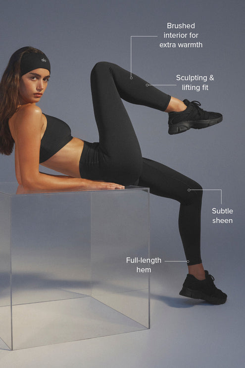 alo Women's Airlift Winter Warm High-Waist Legging - Black