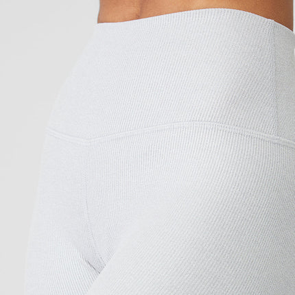 alo Women's Alosoft Ribbed High-Waist Shimmer Legging - Light Grey Iridescent