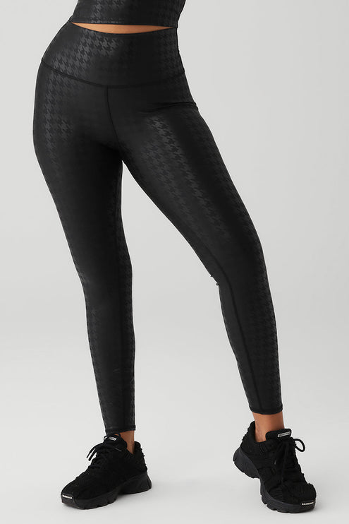 alo Women's Airlift High-Waist Glimmer Houndstooth Legging - Black