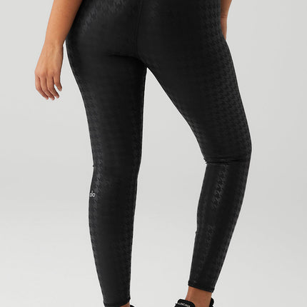 alo Women's Airlift High-Waist Glimmer Houndstooth Legging - Black