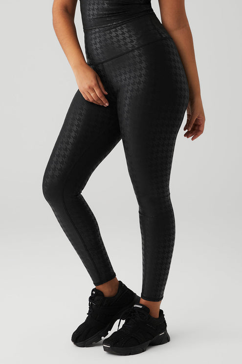 alo Women's Airlift High-Waist Glimmer Houndstooth Legging - Black