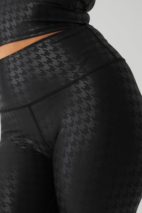 alo Women's Airlift High-Waist Glimmer Houndstooth Legging - Black