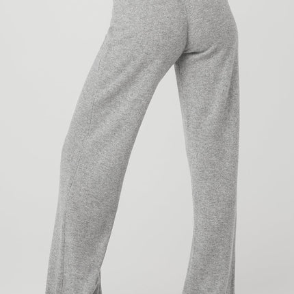 alo Women's Cashmere High-Waist Jet Set Wide Leg Pant - Dove Grey Heather