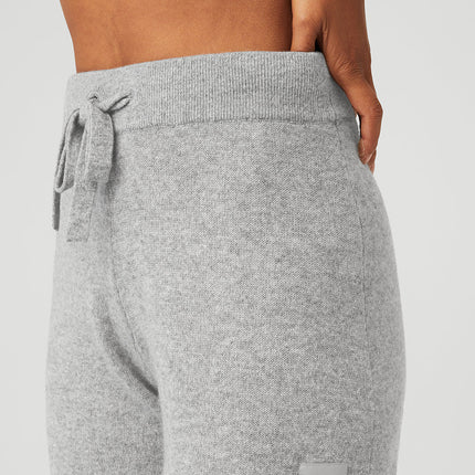 alo Women's Cashmere High-Waist Jet Set Wide Leg Pant - Dove Grey Heather