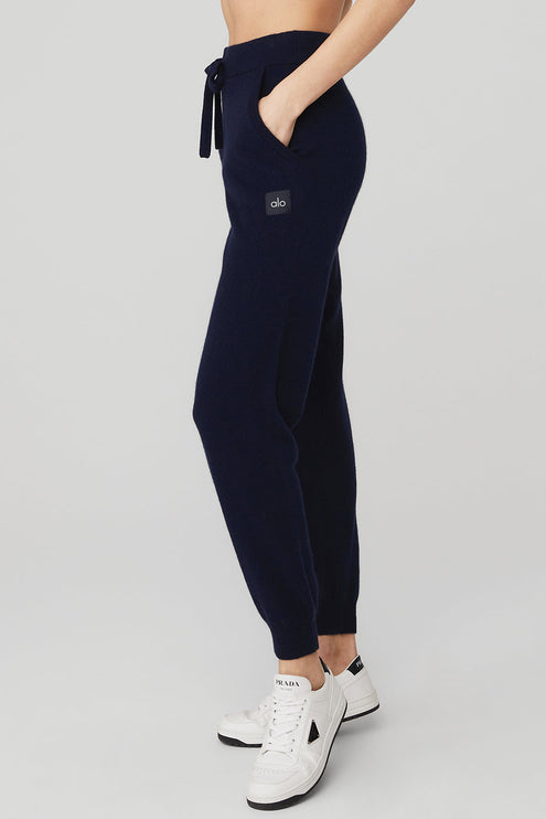 alo Women's High-Waist Cashmere Jet Set Pant - Navy