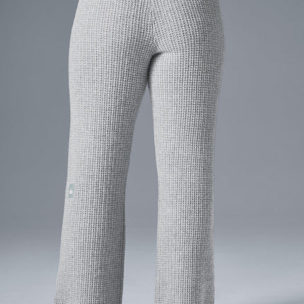 alo Women's Cashmere High-Waist Plush Waffle Pant - Athletic Heather Grey