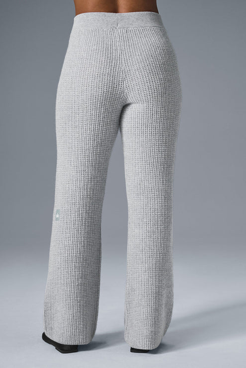 alo Women's Cashmere High-Waist Plush Waffle Pant - Athletic Heather Grey
