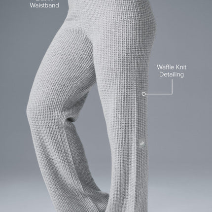alo Women's Cashmere High-Waist Plush Waffle Pant - Athletic Heather Grey