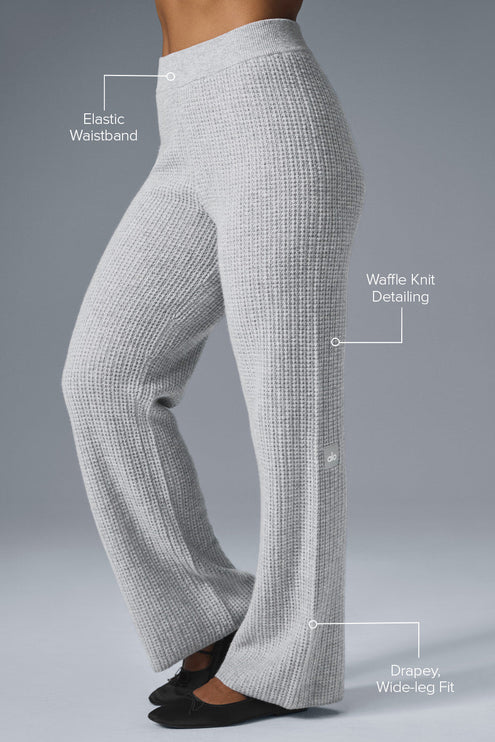 alo Women's Cashmere High-Waist Plush Waffle Pant - Athletic Heather Grey