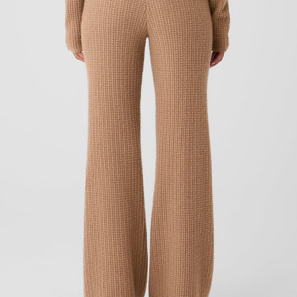 alo Women's Cashmere High-Waist Plush Waffle Pant - Toasted Almond