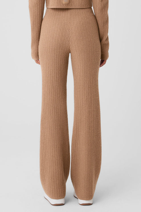 alo Women's Cashmere High-Waist Plush Waffle Pant - Toasted Almond