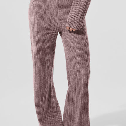 alo Women's Cashmere High-Waist Plush Waffle Pant - Mushroom Heather