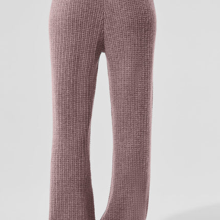 alo Women's Cashmere High-Waist Plush Waffle Pant - Mushroom Heather