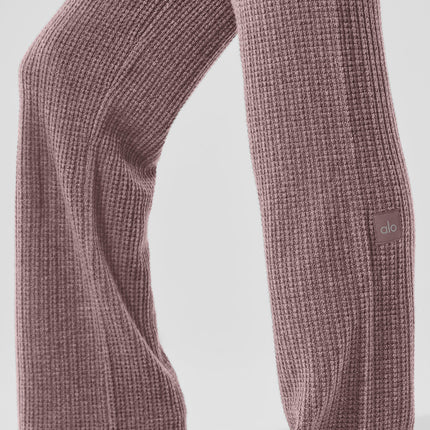 alo Women's Cashmere High-Waist Plush Waffle Pant - Mushroom Heather