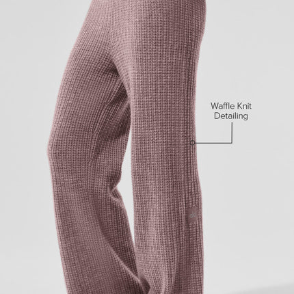 alo Women's Cashmere High-Waist Plush Waffle Pant - Mushroom Heather