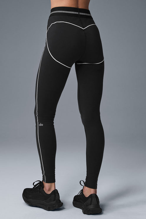 alo Women's Airbrush High-Waist Heart Throb Legging - Black/White