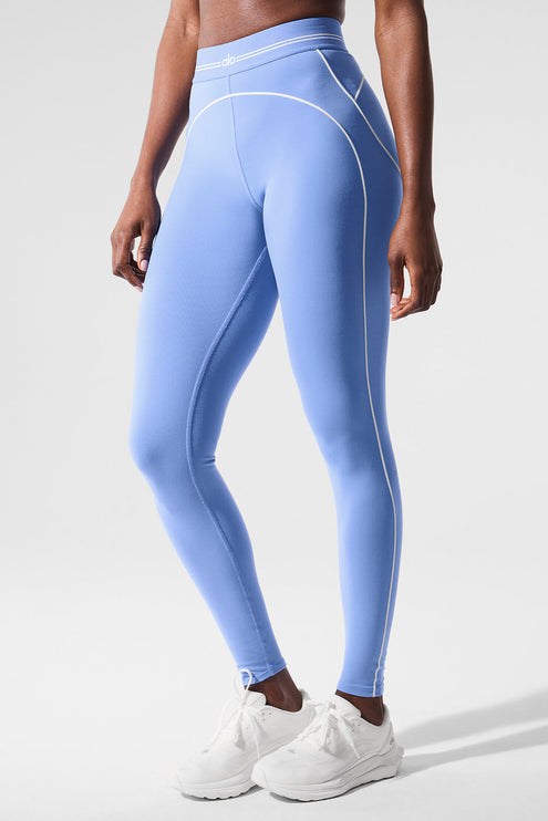 alo Women's Airbrush High-Waist Heart Throb Legging - Crystal Clear Blue/White