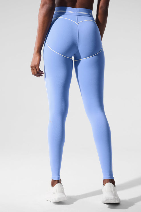 alo Women's Airbrush High-Waist Heart Throb Legging - Crystal Clear Blue/White