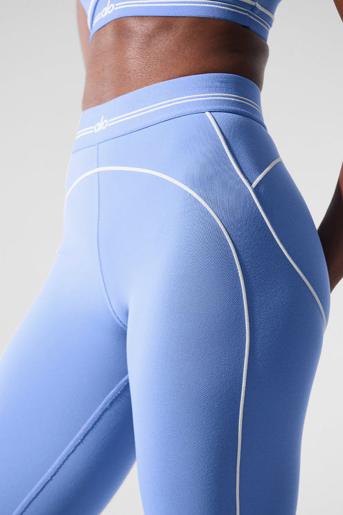 alo Women's Airbrush High-Waist Heart Throb Legging - Crystal Clear Blue/White