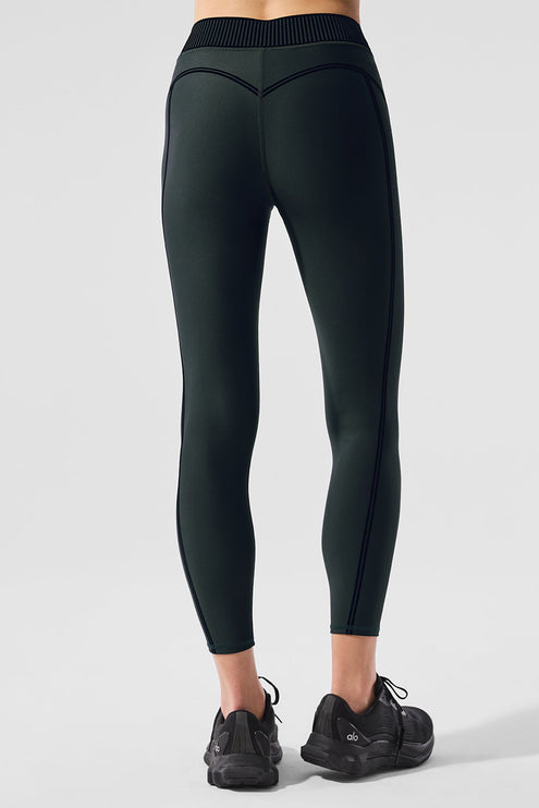 alo Women's Airlift High-Waist 7/8 Line Up Legging - Charcoal Green