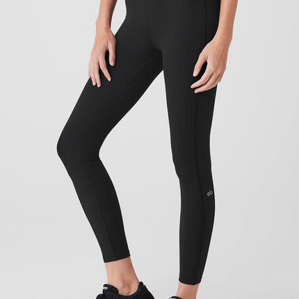 alo Women's High-Waist 7/8 Run It Back Legging - Black