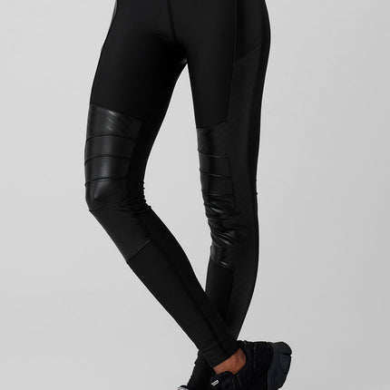 alo Women's Airlift Winter Warm High-Waist Supermoto Legging - Black