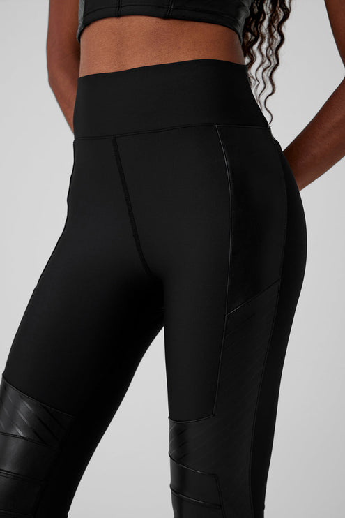 alo Women's Airlift Winter Warm High-Waist Supermoto Legging - Black