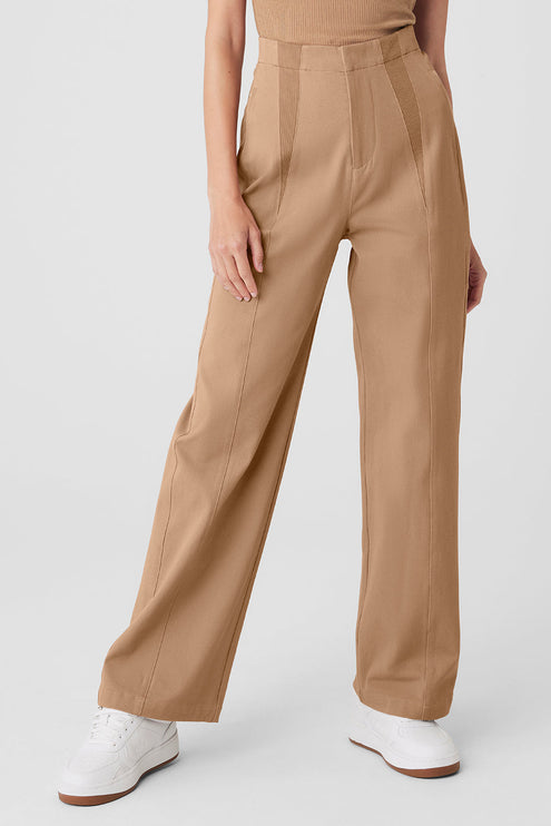 alo Women's High-Waist On Point Moto Trouser - Toasted Almond