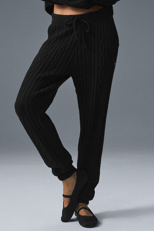 alo Women's Cable Knit Winter Bliss Pant - Black
