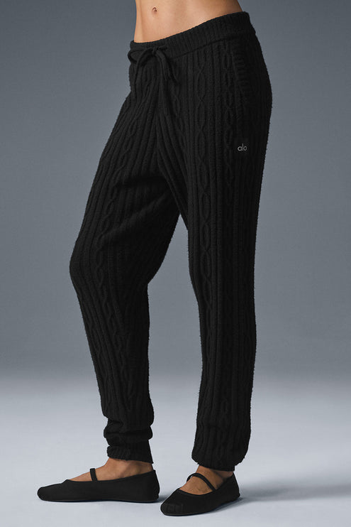 alo Women's Cable Knit Winter Bliss Pant - Black