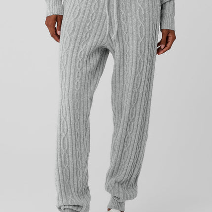 alo Women's Cable Knit Winter Bliss Pant - Athletic Heather Grey