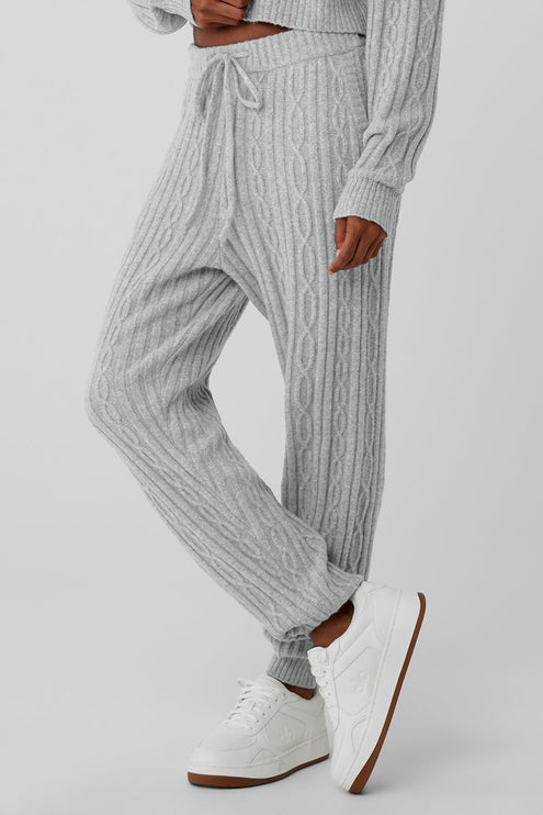 alo Women's Cable Knit Winter Bliss Pant - Athletic Heather Grey