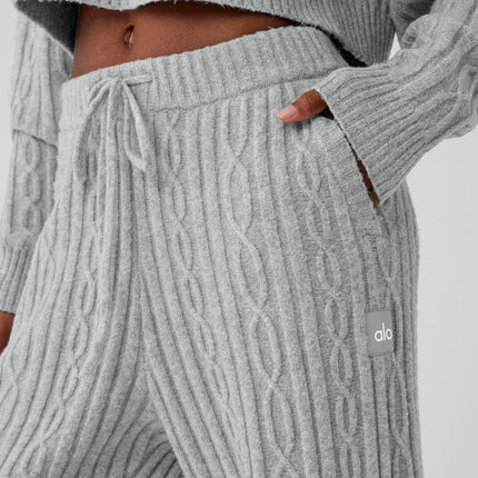 alo Women's Cable Knit Winter Bliss Pant - Athletic Heather Grey
