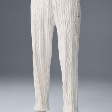 alo Women's Cable Knit Winter Bliss Pant - Ivory