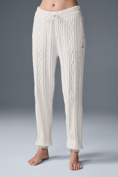 alo Women's Cable Knit Winter Bliss Pant - Ivory