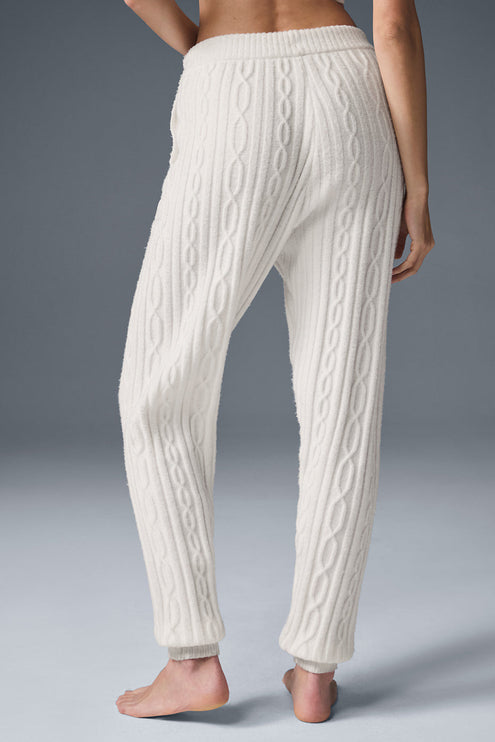alo Women's Cable Knit Winter Bliss Pant - Ivory