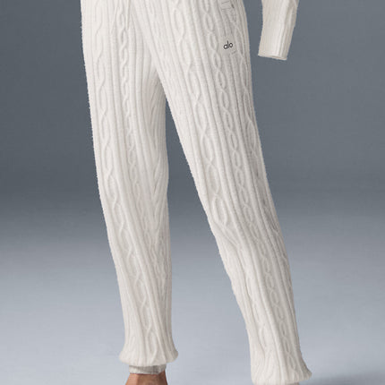 alo Women's Cable Knit Winter Bliss Pant - Ivory