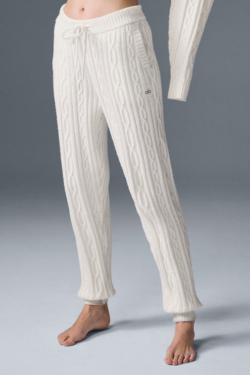 alo Women's Cable Knit Winter Bliss Pant - Ivory