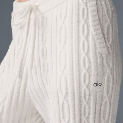 alo Women's Cable Knit Winter Bliss Pant - Ivory