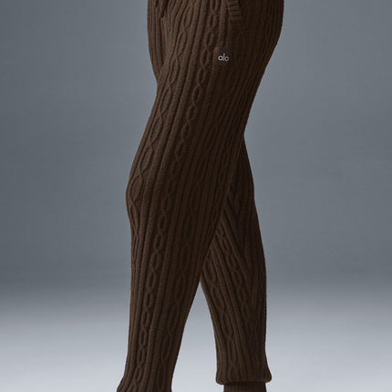 alo Women's Cable Knit Winter Bliss Pant - Espresso