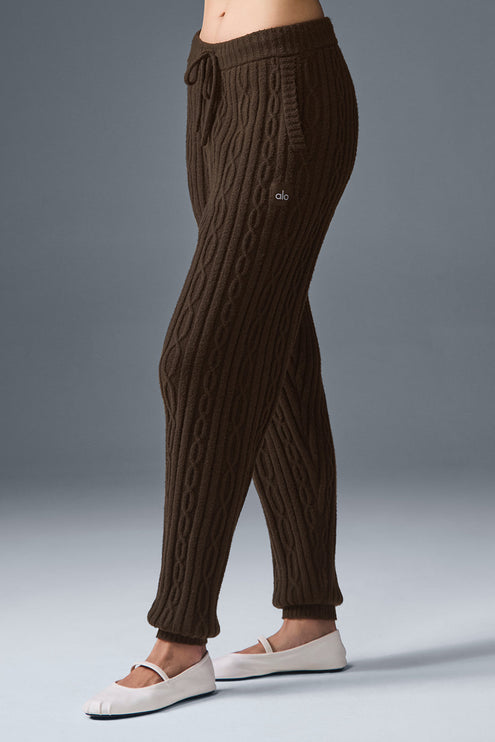 alo Women's Cable Knit Winter Bliss Pant - Espresso