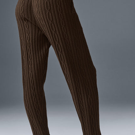 alo Women's Cable Knit Winter Bliss Pant - Espresso