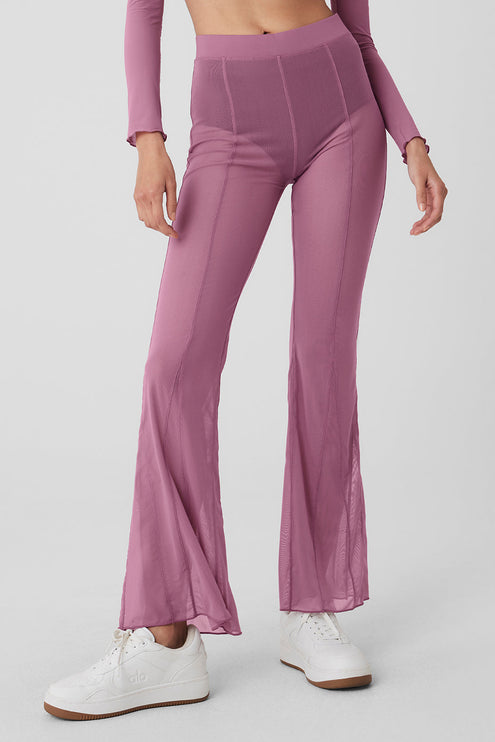 alo Women's Mesh High-Waist Flicker Pant - Soft Mulberry