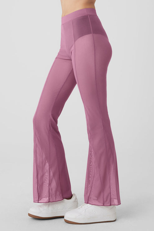 alo Women's Mesh High-Waist Flicker Pant - Soft Mulberry