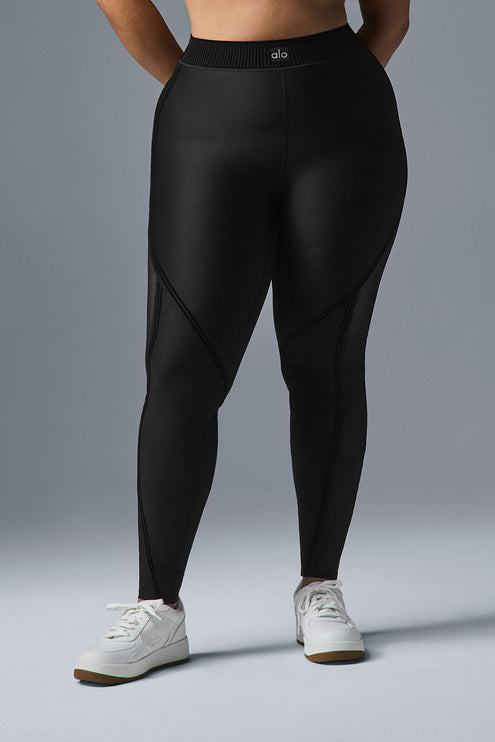 alo Women's Airlift Mesh Line Up High-Waist Legging - Black