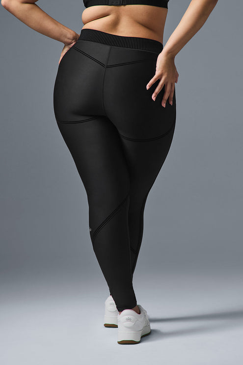 alo Women's Airlift Mesh Line Up High-Waist Legging - Black