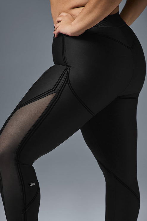 alo Women's Airlift Mesh Line Up High-Waist Legging - Black